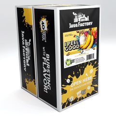 Java Factory i Peel Good banana-cream aroma close-up, inviting tropical flavor.