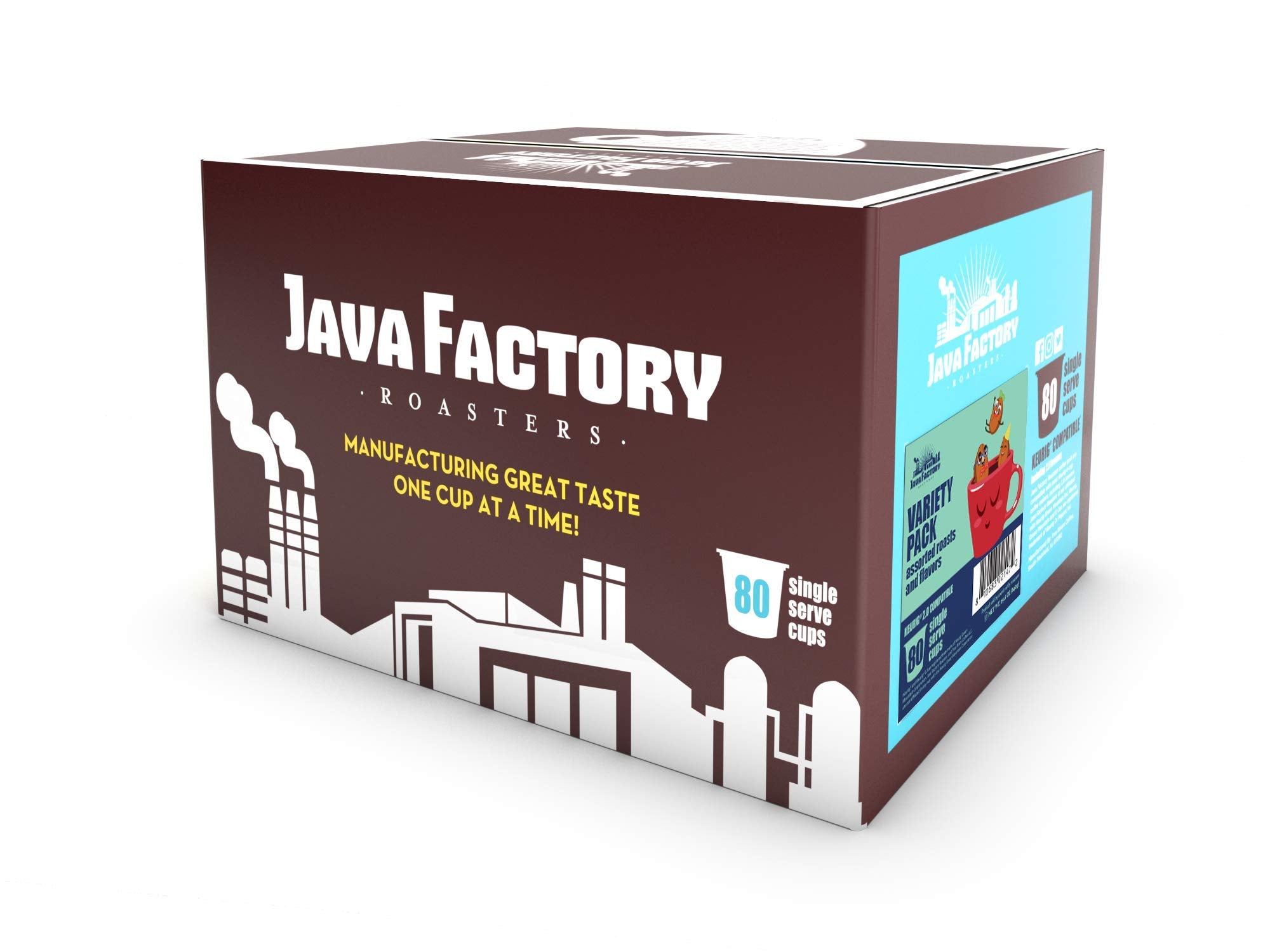 Java Factory Keurig-compatible pods with 2.0 machines for easy brewing.
