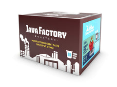 Java Factory Keurig-compatible pods with 2.0 machines for easy brewing.