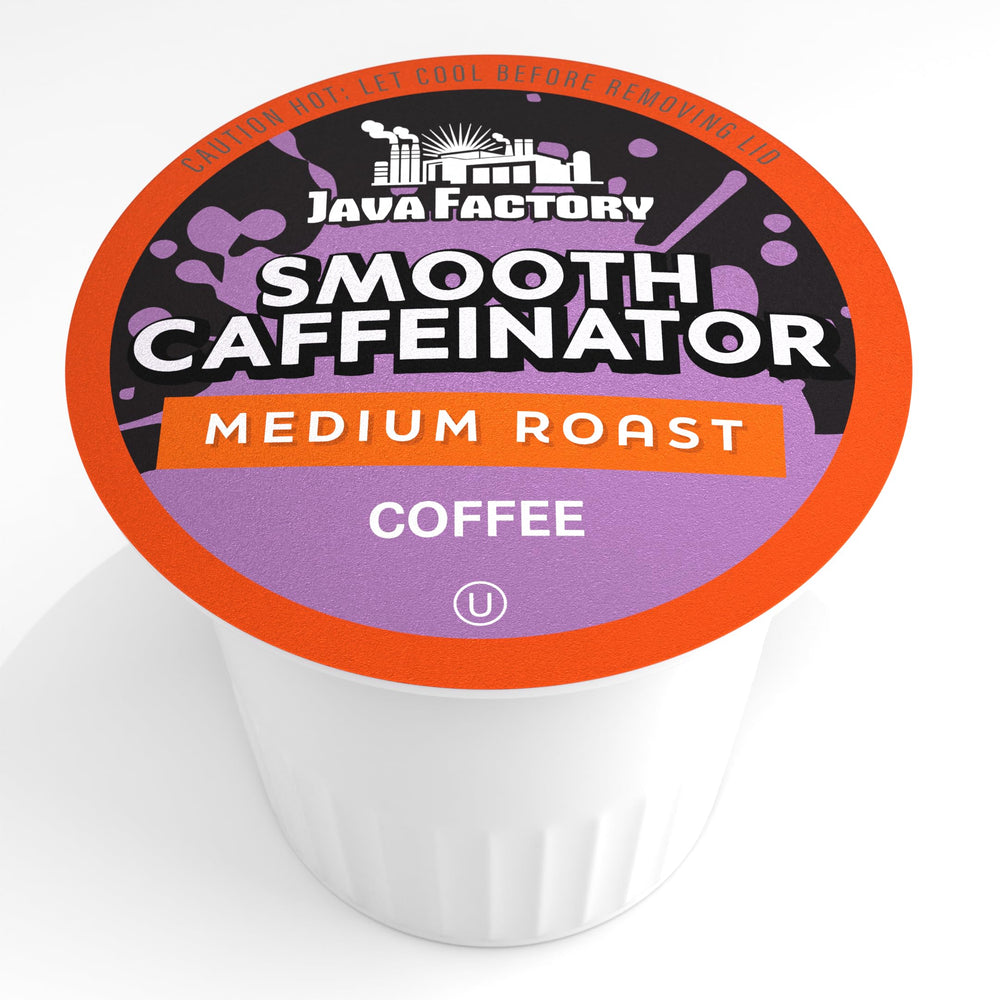 Java Factory medium roast pod close-up showcasing rich aroma.
