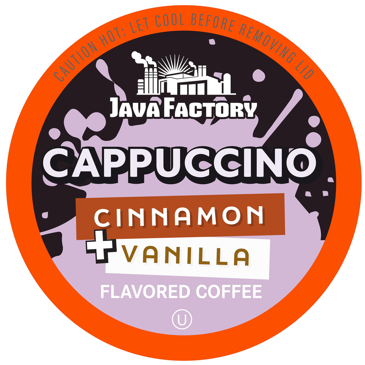 Java Factory vanilla cream cinnamon pod on box, quick Keurig morning brew