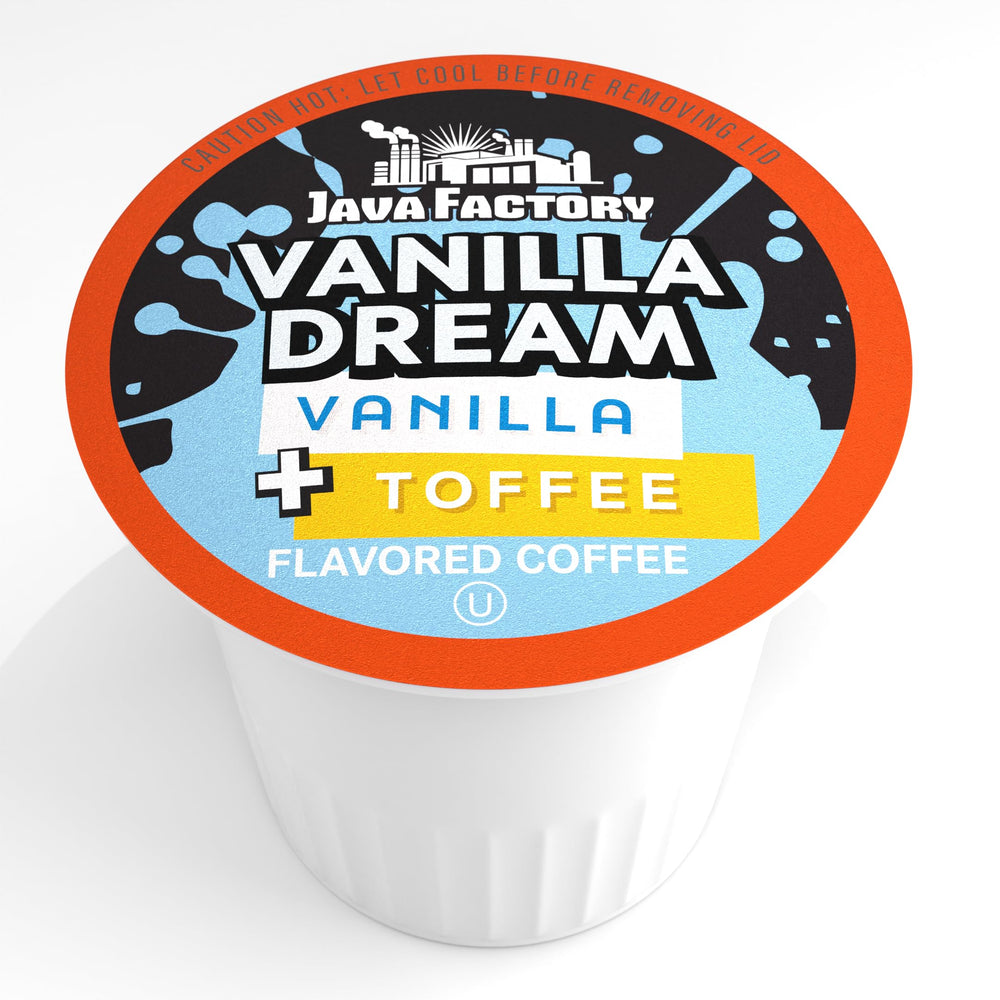 Java Factory Vanilla Dream 80-count packaging ready for home or office use.