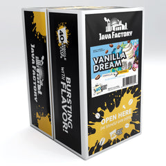 Java Factory Vanilla Dream pods closeup highlights smooth vanilla aroma and butter toffee hints.