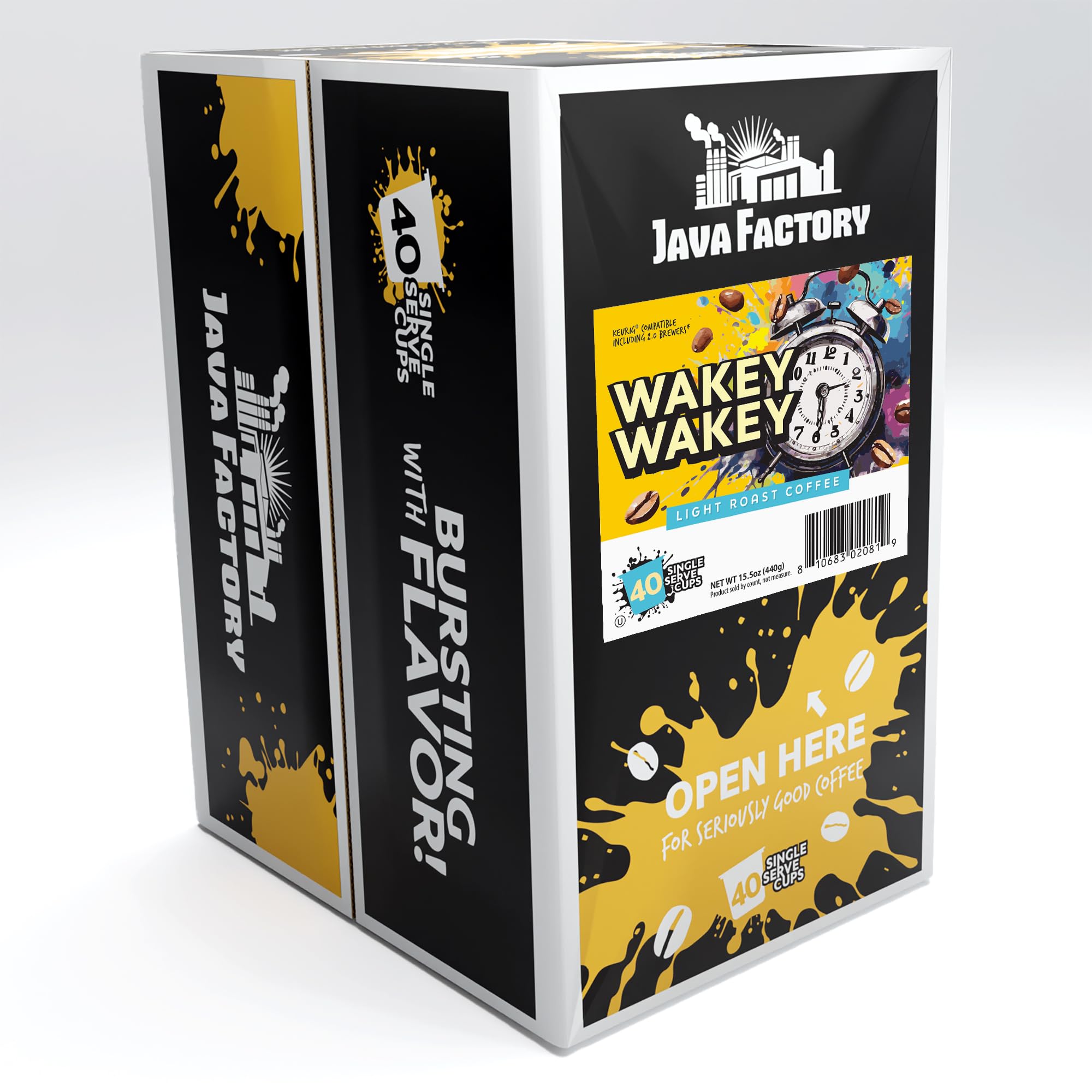 Java Factory Wakey Wakey 40-count box for daily coffee supply.
