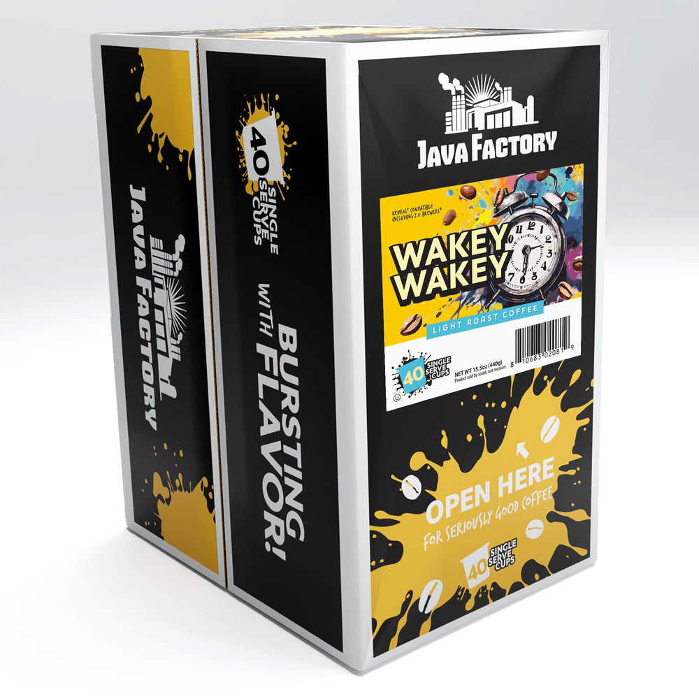 Java Factory Wakey Wakey 40-count box for daily coffee supply.