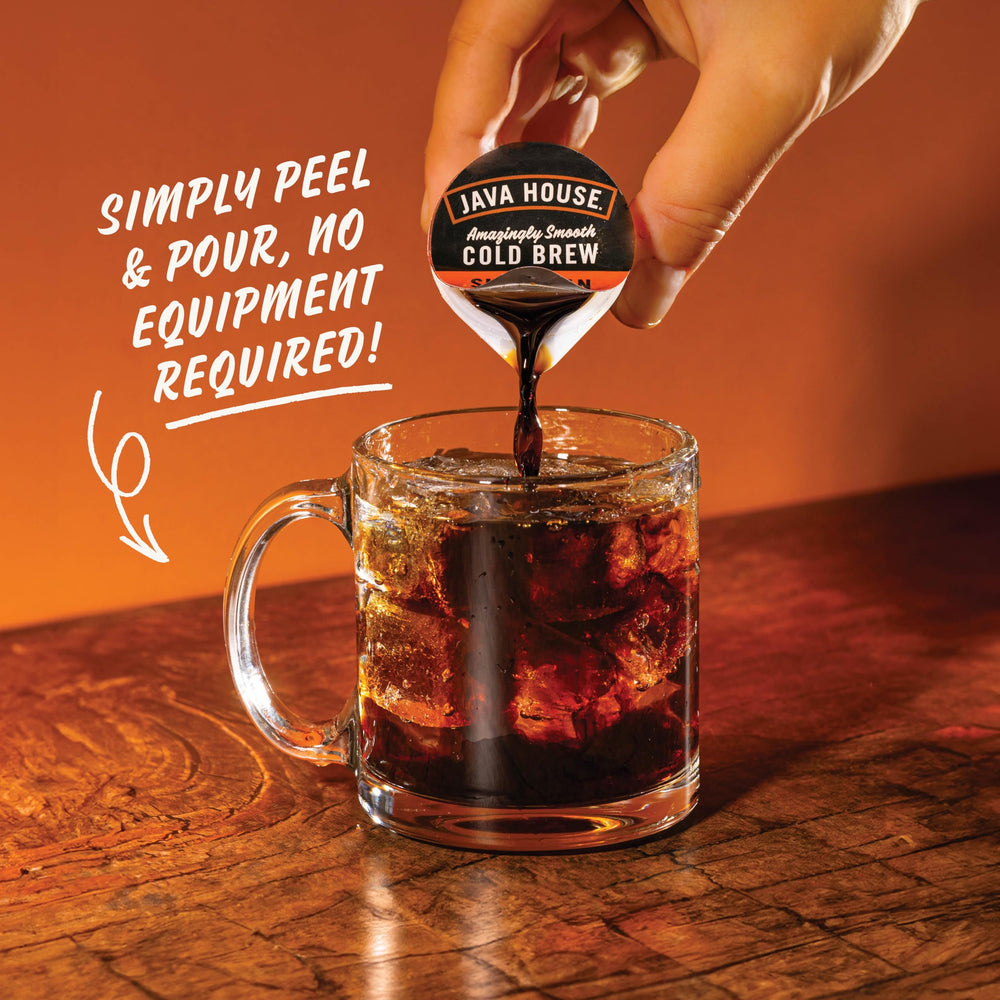 JAVA HOUSE caffeine per serving indicates 150-180 mg for energy.