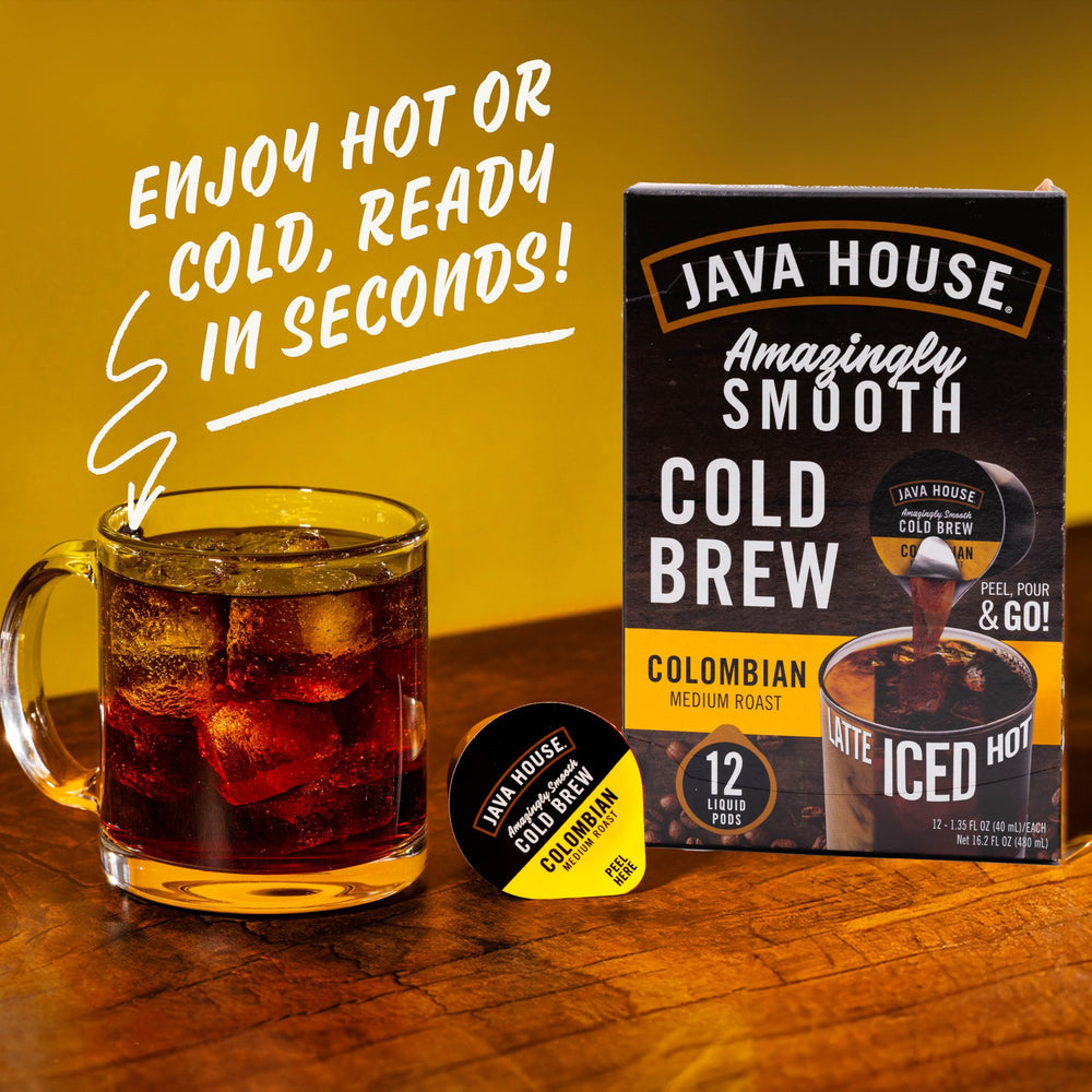 Java House slow-steep Arabica concentrate reveals bold, smooth profile.