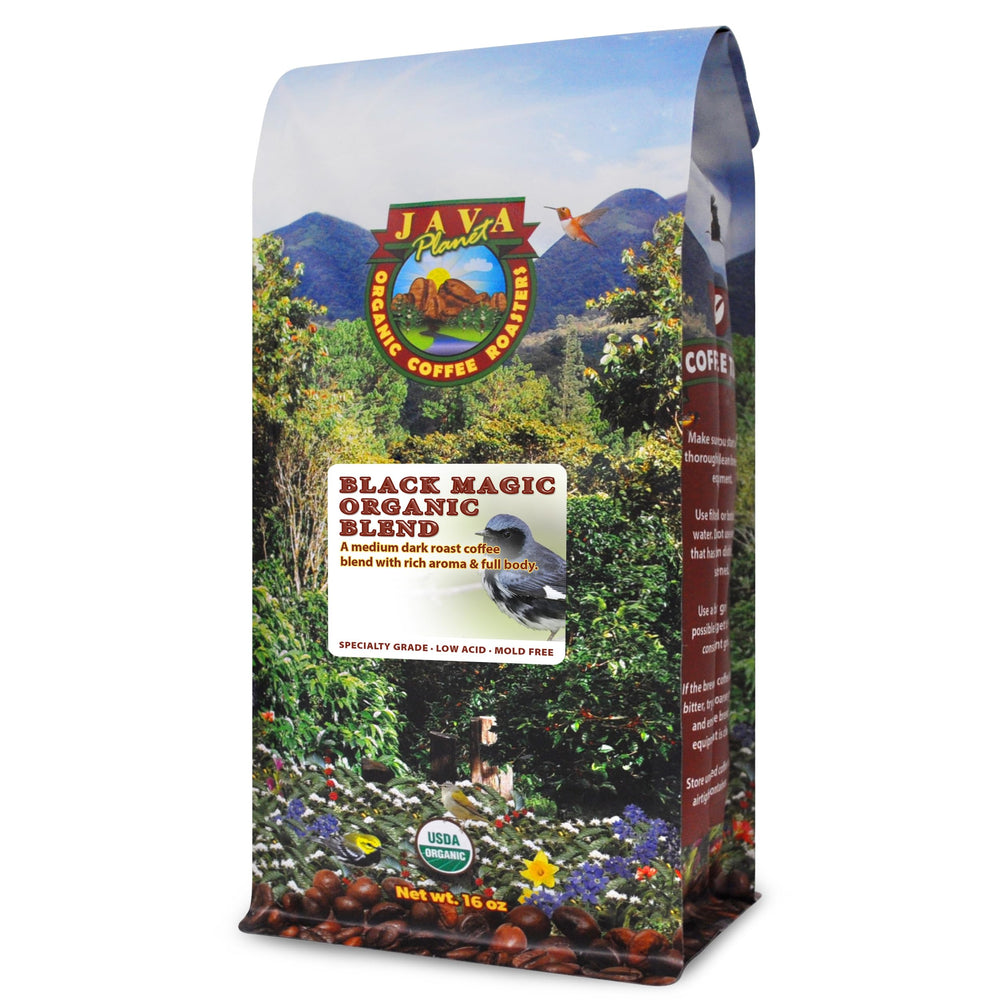 Java Planet Black Magic Blend coffee bag with rich aroma for a smooth cup.