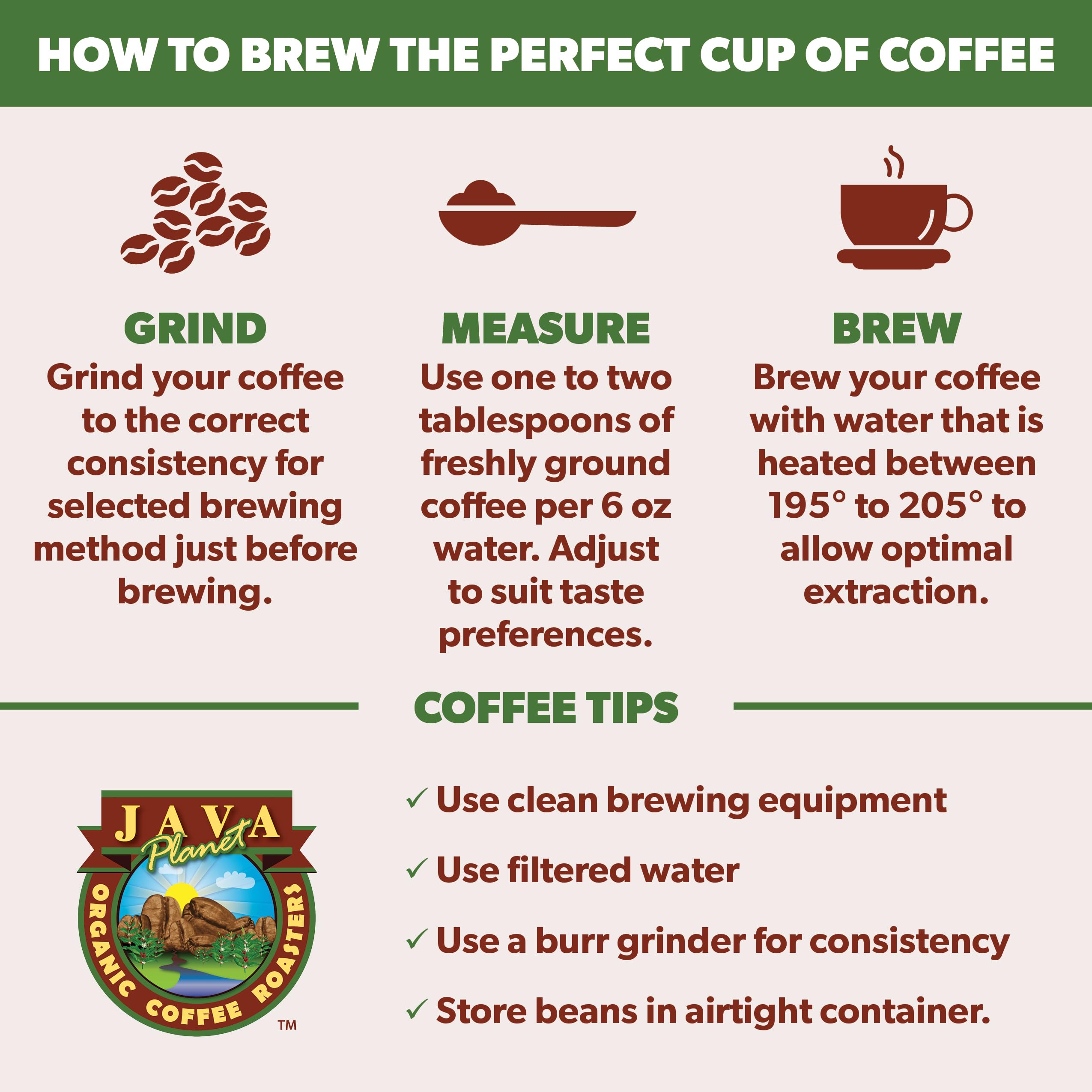 Java Planet family-owned brand conveys personal care and commitment.