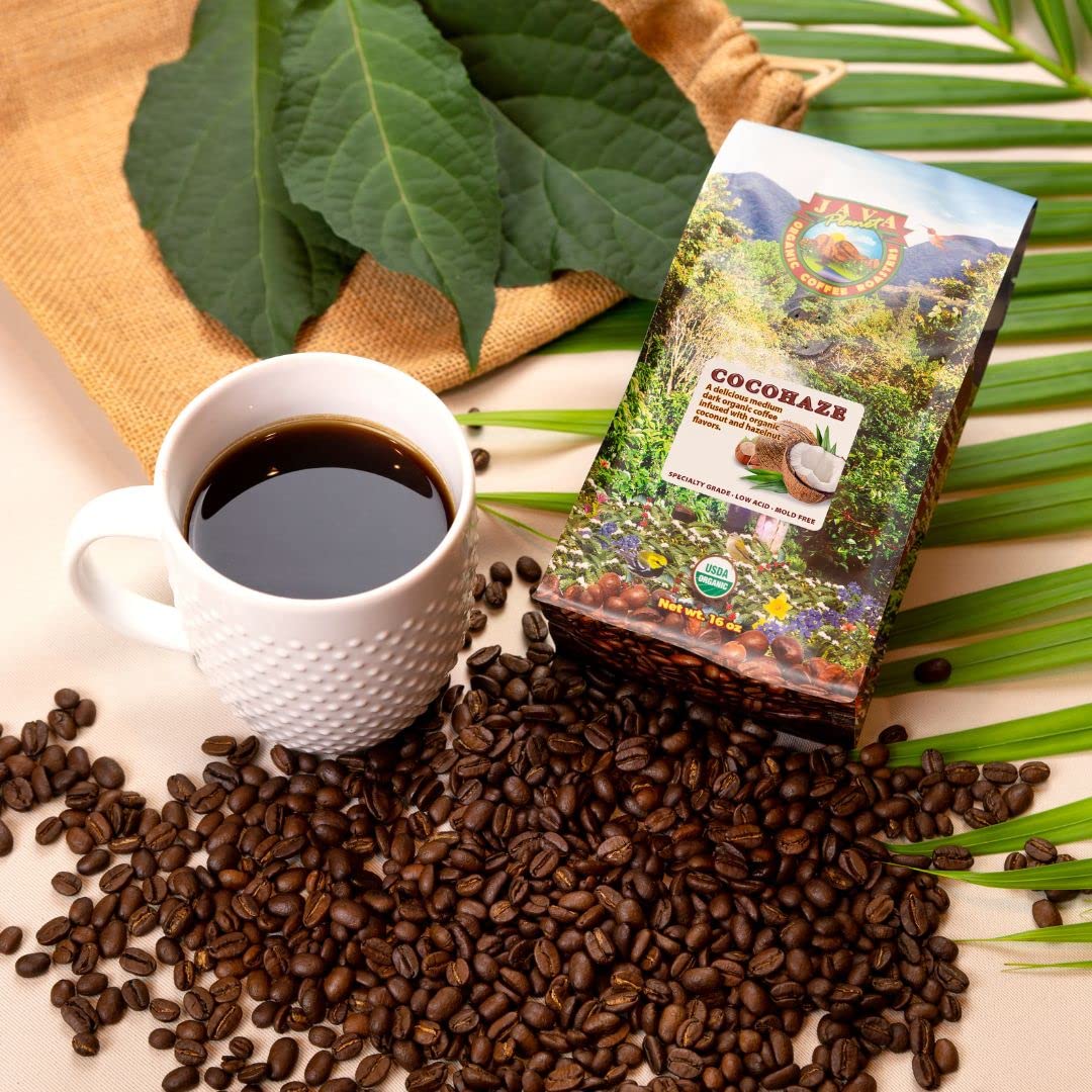 Java Planet Low Acid Coffee 1lb bag ready for home brewing.
