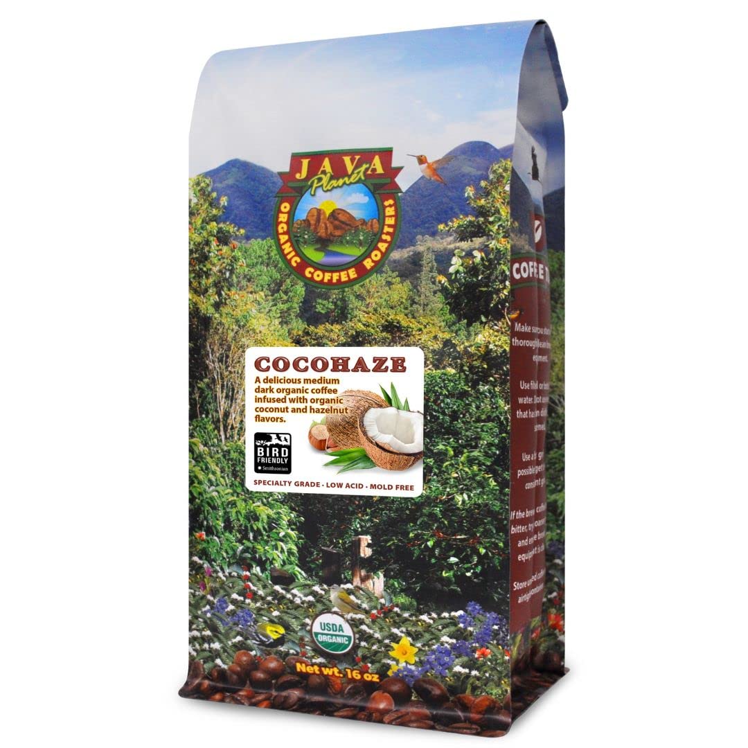 Java Planet Low Acid Coffee bag showing whole-bean freshness.
