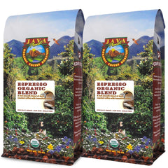Java Planet low-acid espresso bag showing a rich aroma perfect for home brewing.