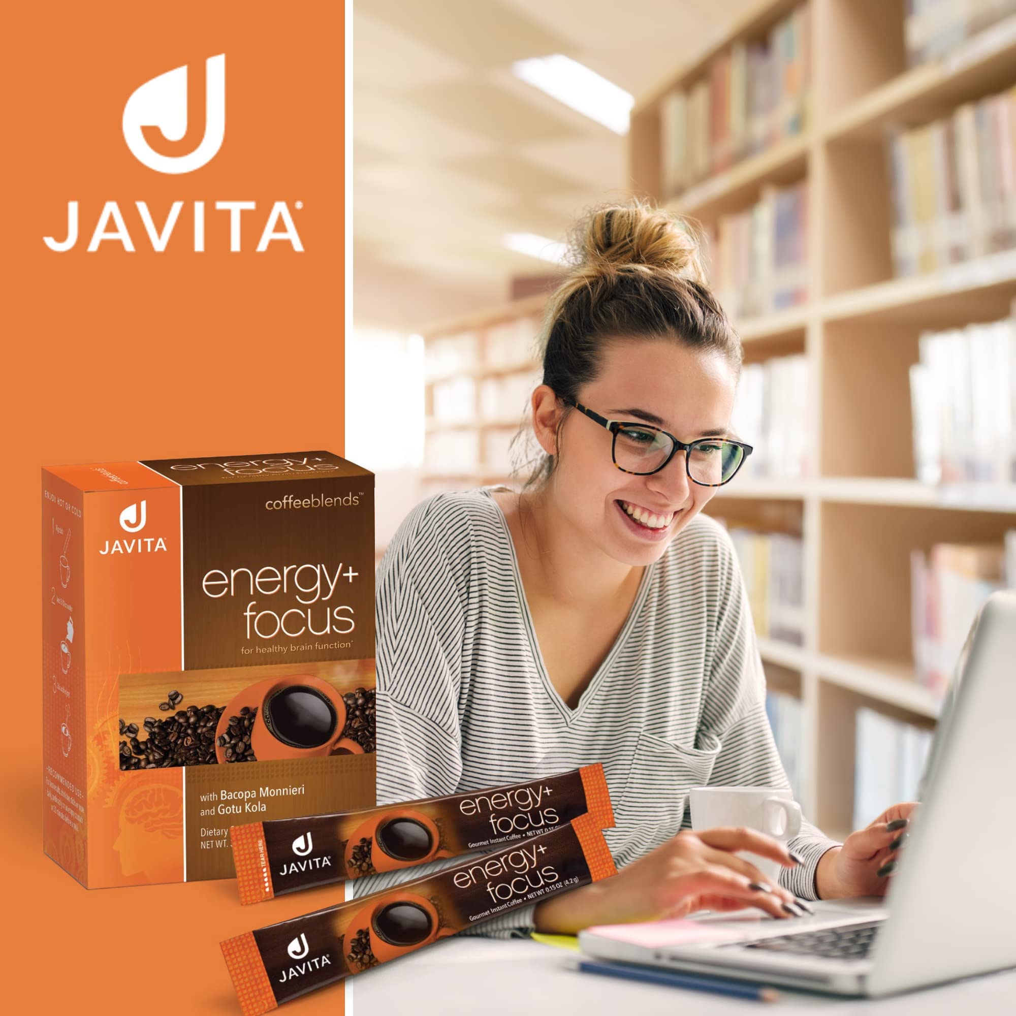 Javita instant coffee mix dissolving in hot water for a quick beverage