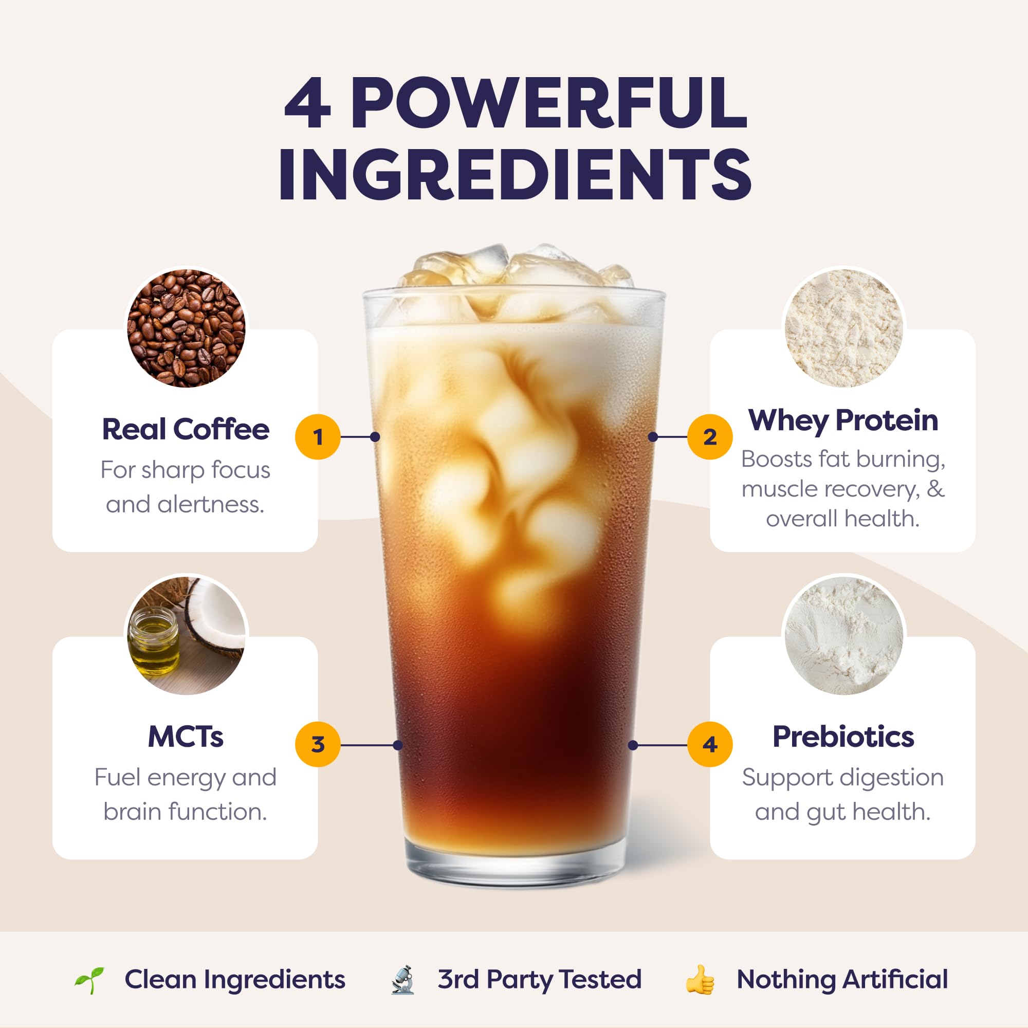 Javvy 100% natural cold brew bottle emphasizing clean ingredients.