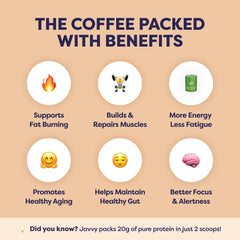 Javvy Brownie Batter Protein Iced Coffee cup close-up reveals creamy texture
