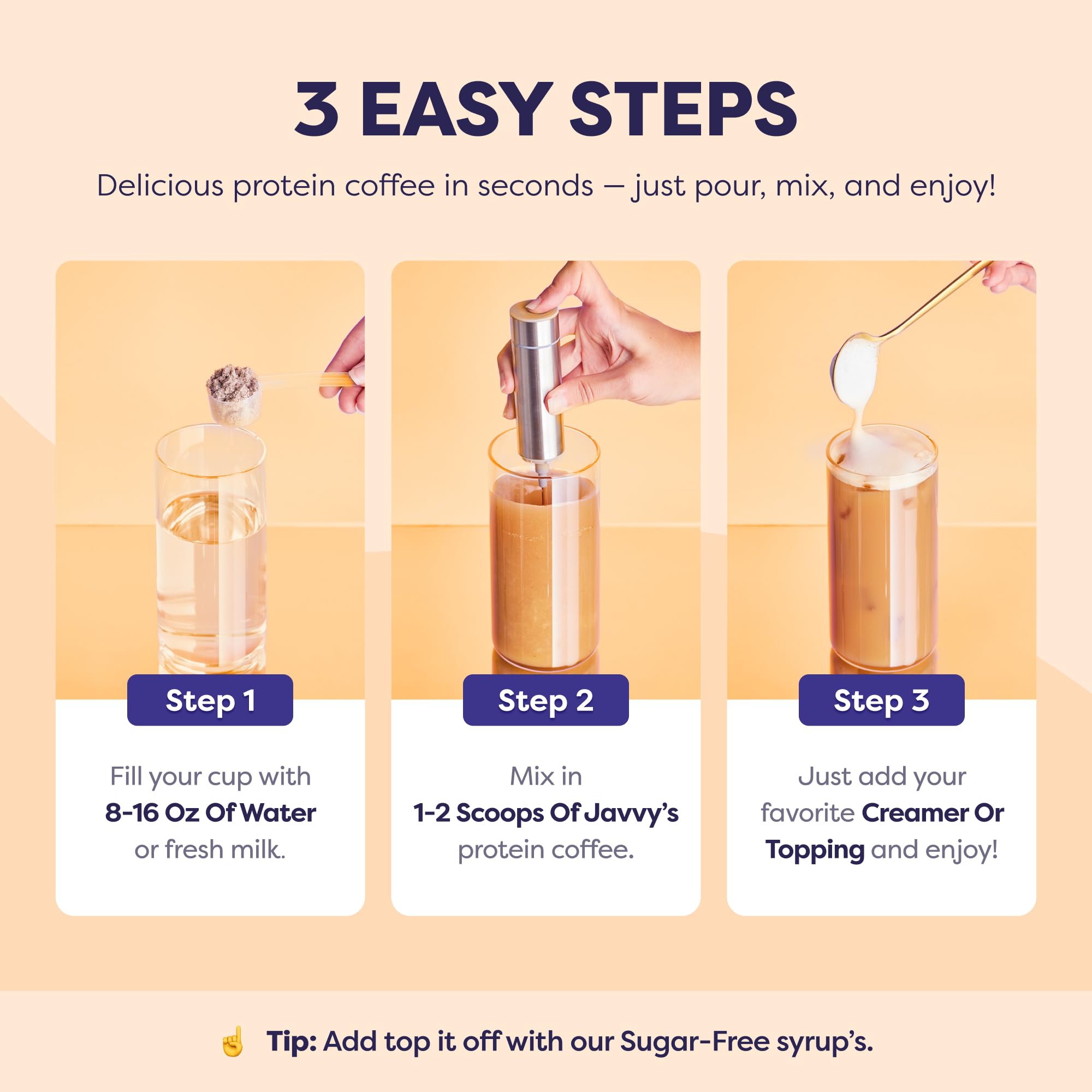 Javvy Caramel Protein Iced Coffee ready-to-drink cup ideal for travel.