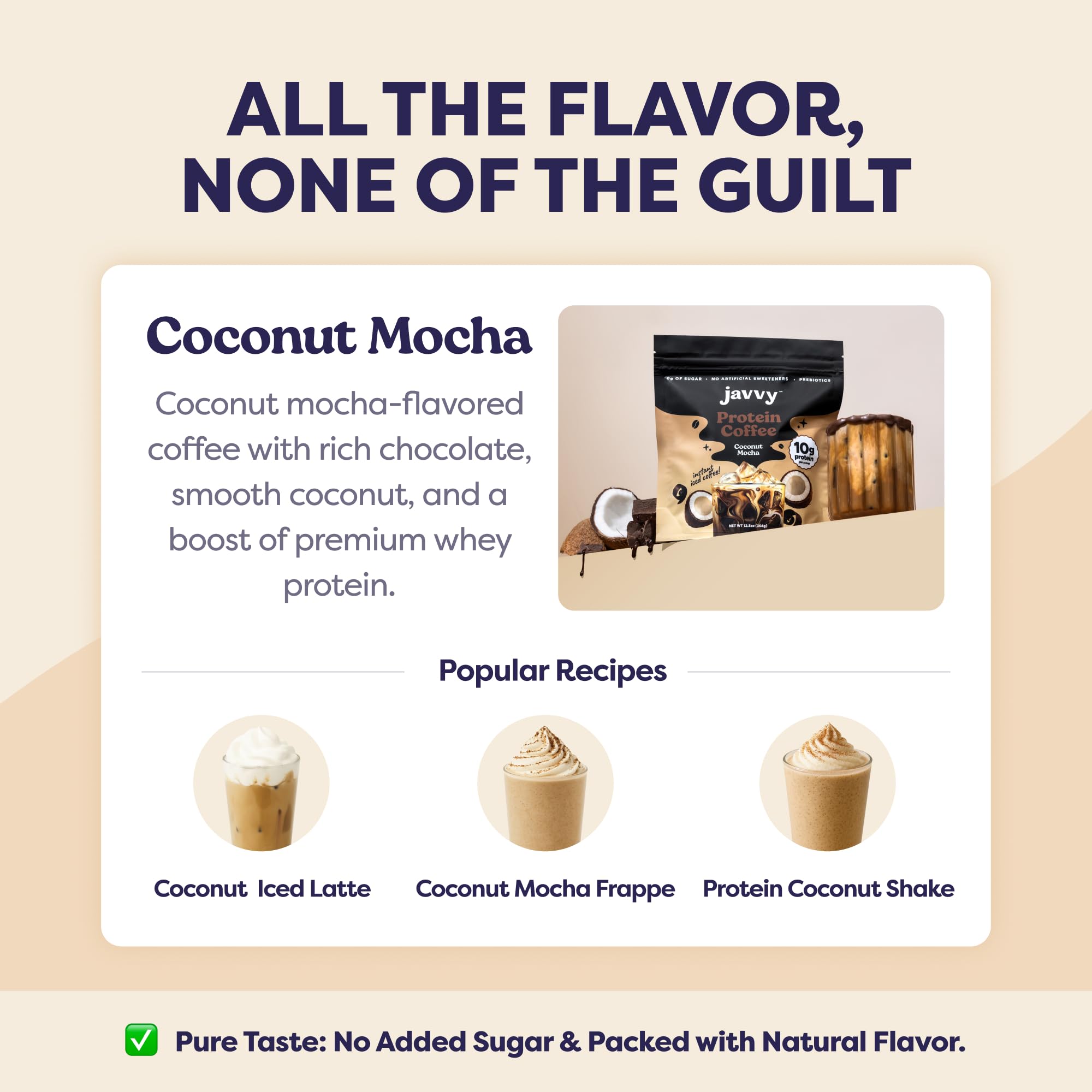 Javvy Coconut Mocha Protein Iced Coffee ready-to-drink on desk