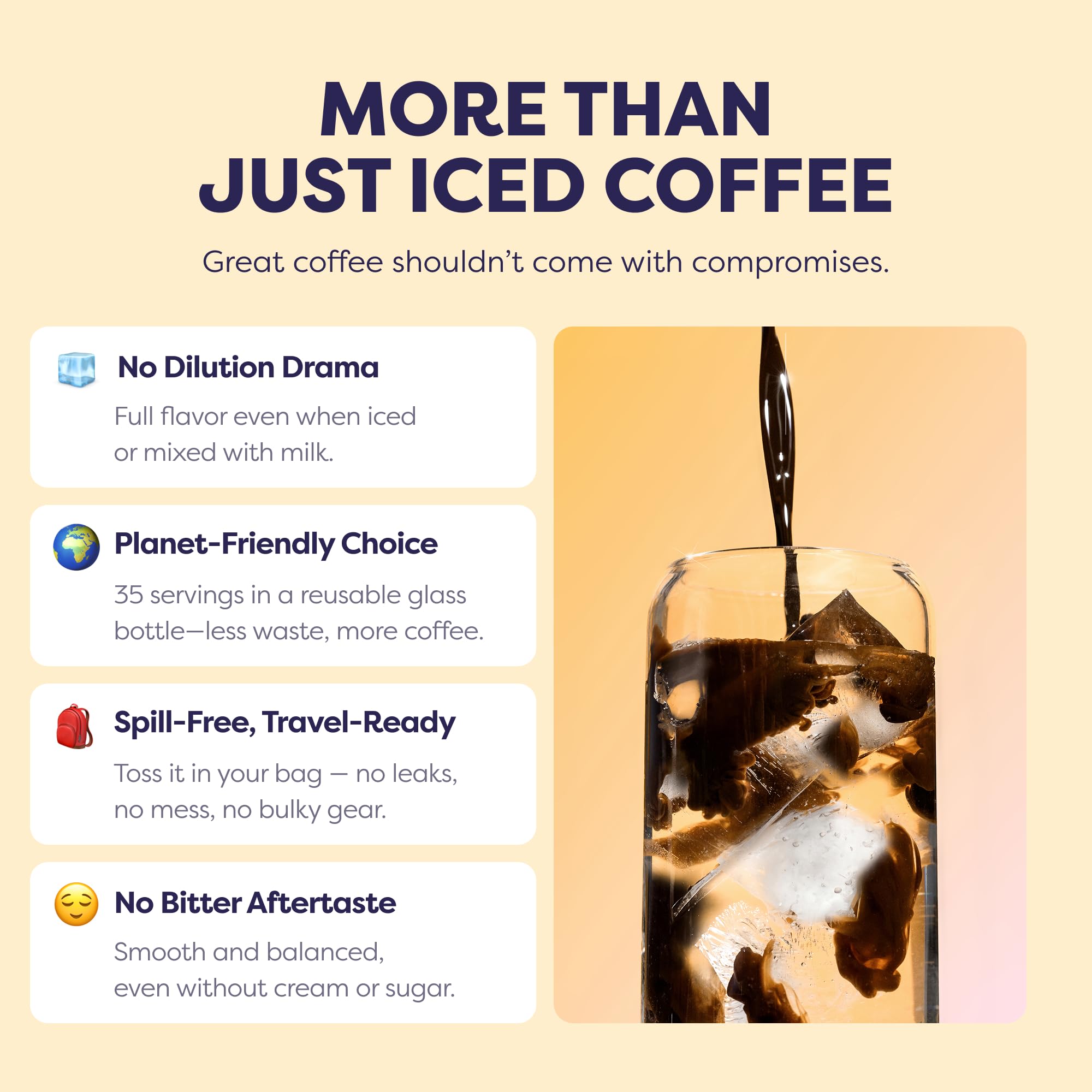 Javvy Coffee Concentrate bottle showing 35 servings value