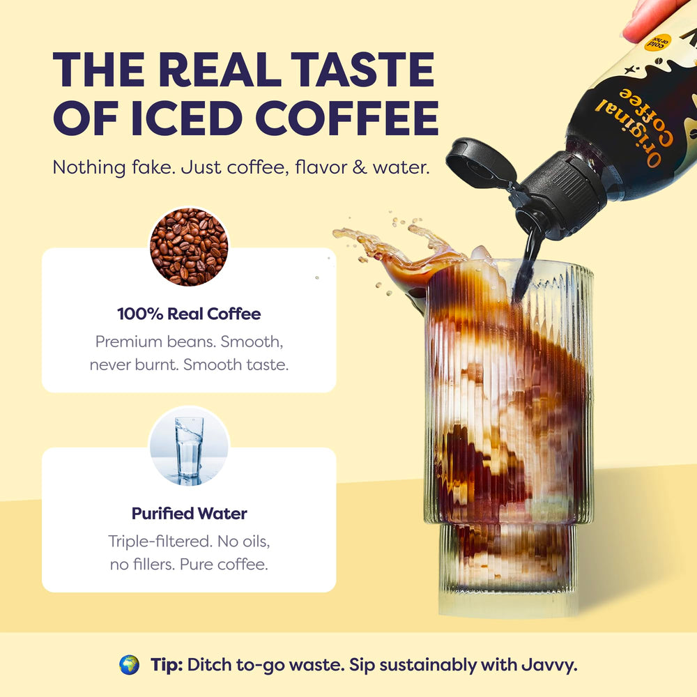 Premium Arabica beans used in Javvy concentrate for balanced taste.