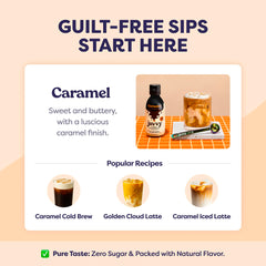 Iced Javvy caramel concentrate in a tall glass for refreshing coffee