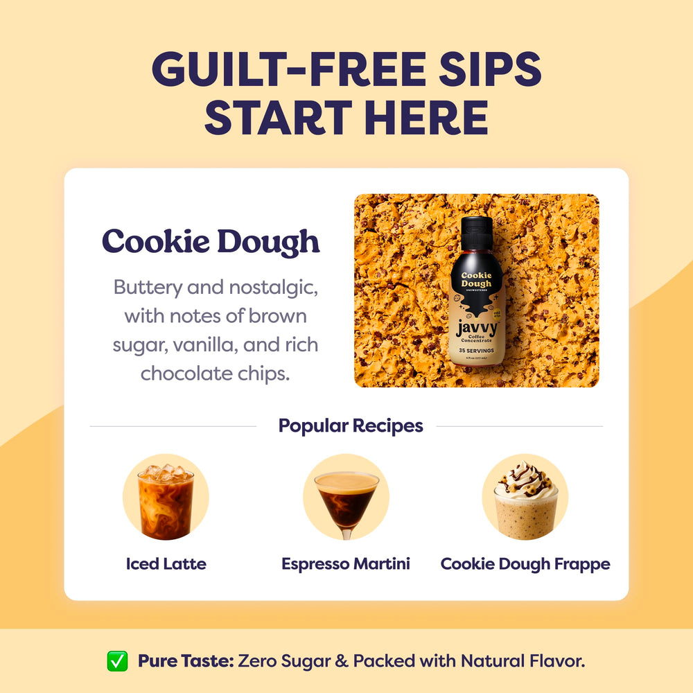 Javvy Coffee Concentrate Cookie Dough measuring spoon for precise portions.