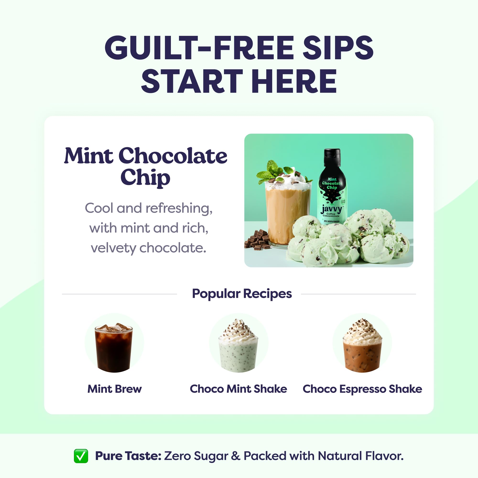 Javvy hot coffee serving with mint chocolate chip concentrate