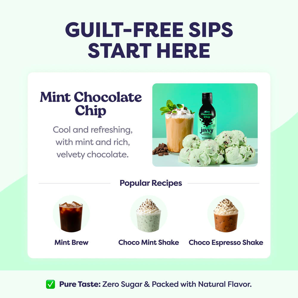 Javvy hot coffee serving with mint chocolate chip concentrate