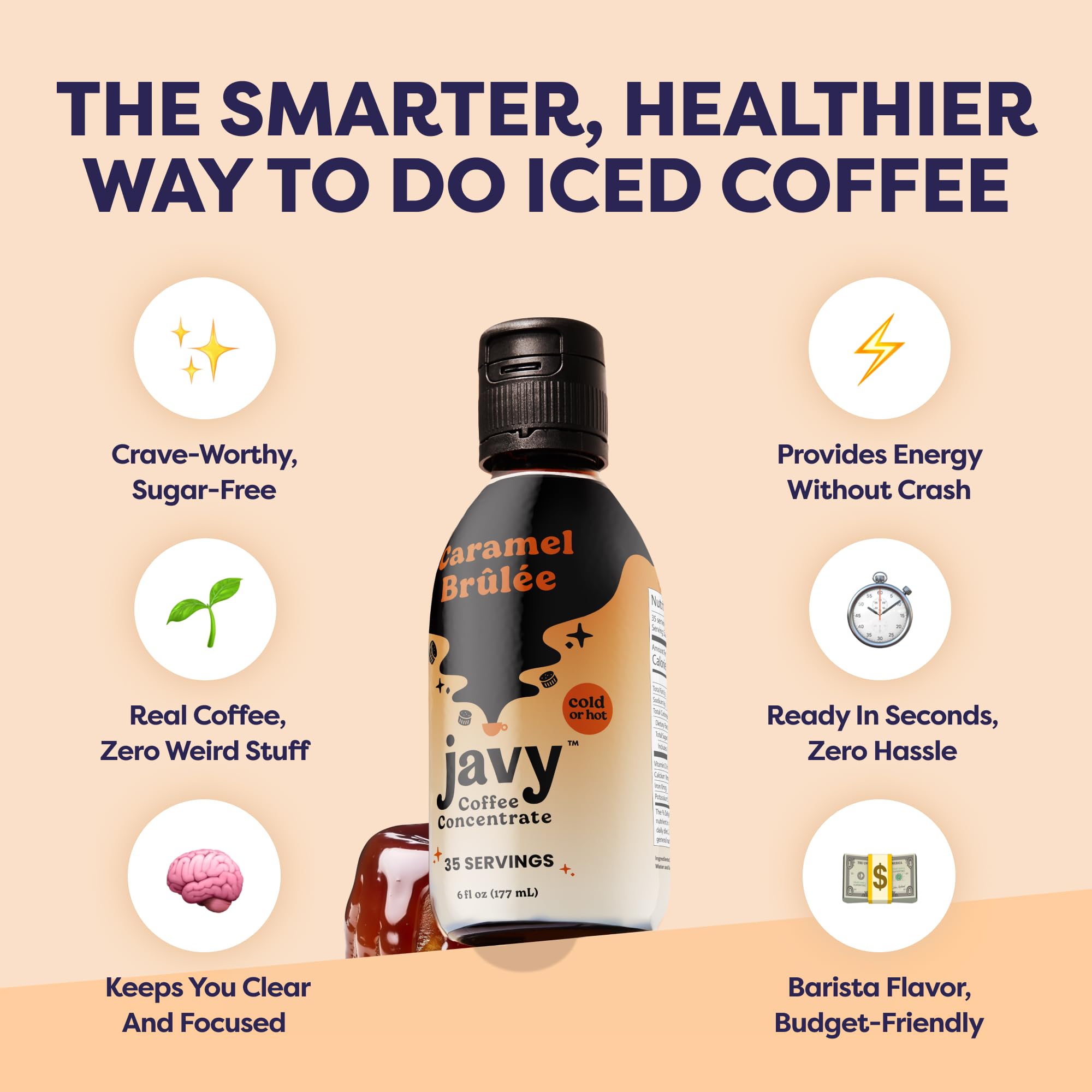 Glass of cold brew with ice using Javvy concentrate for refreshment.
