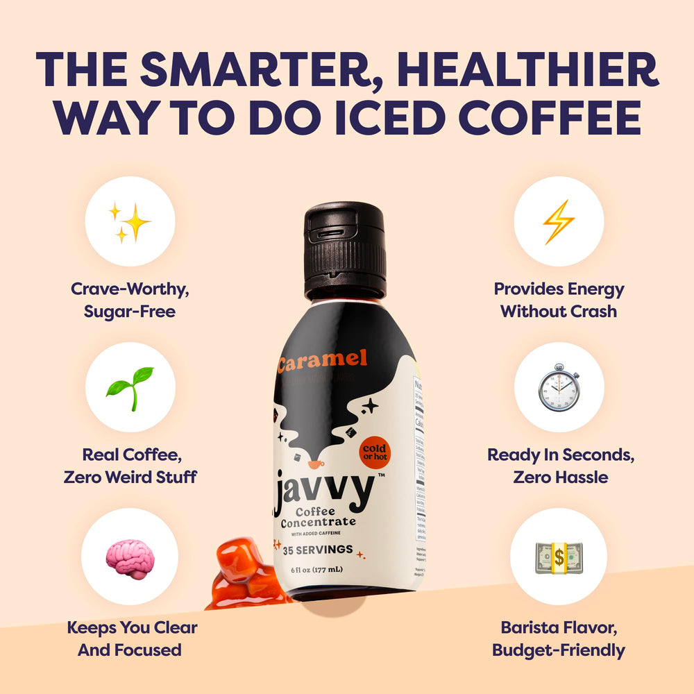 Javvy Coffee Concentrate Label closeup vanilla showing premium flavor.