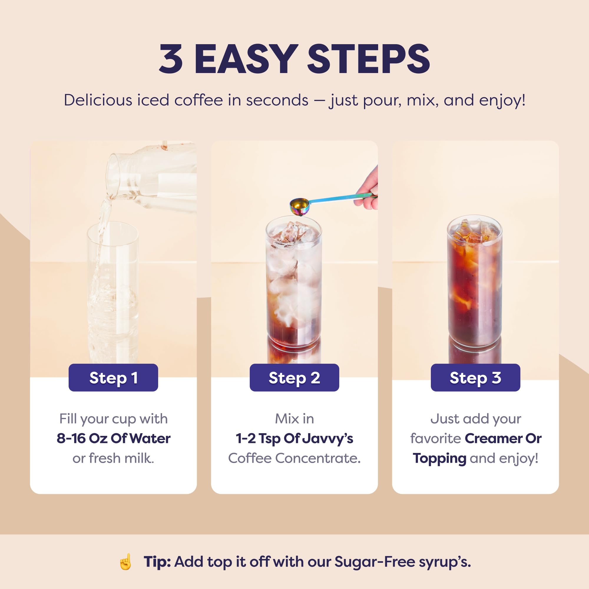 Pouring Javvy Mocha into a cup with rich aroma and smooth finish.