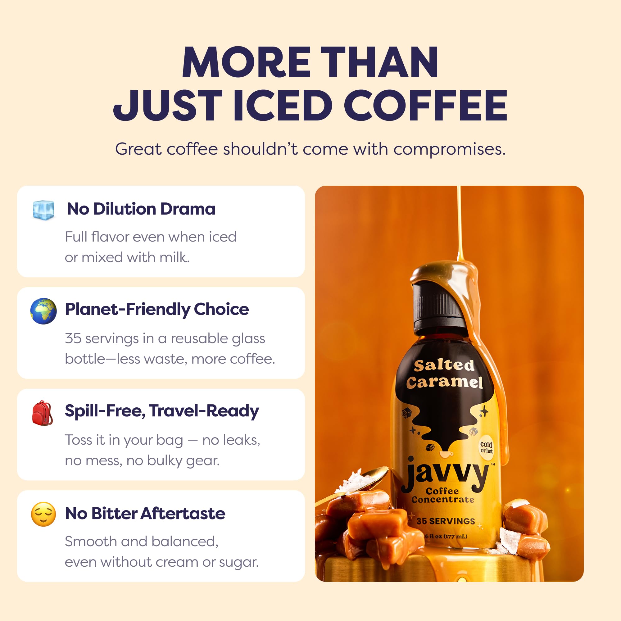 Cappuccino with Javvy Salted Caramel foam showing cafe-like flavor