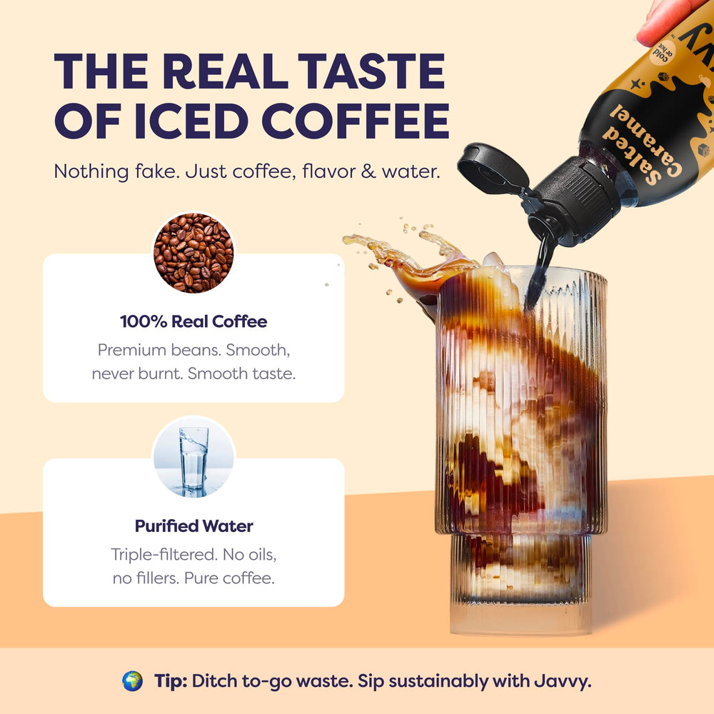 Javvy ingredients featuring Arabica beans and purified water
