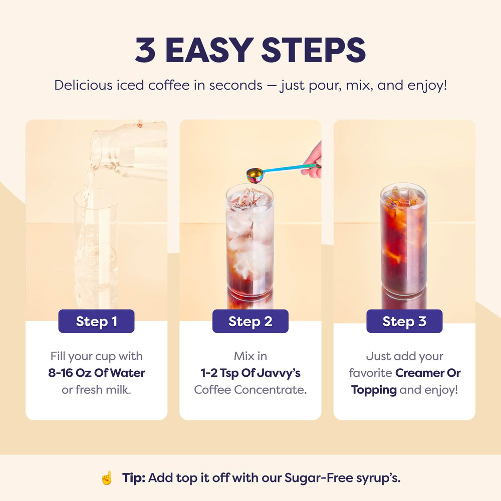 Javvy Sugar Cookie pour-over setup with glass and ice.