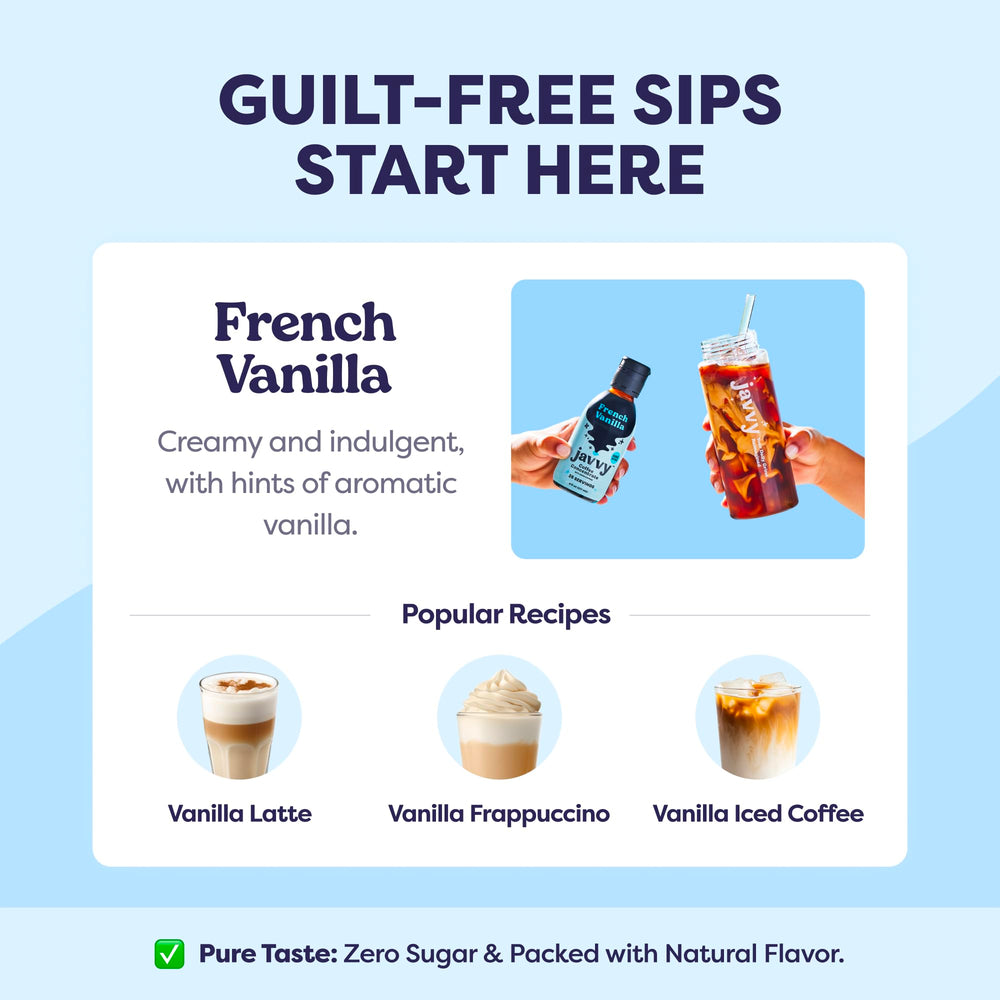 Javvy Cold Brew Concentrate bottle vanilla for quick iced coffee at home.