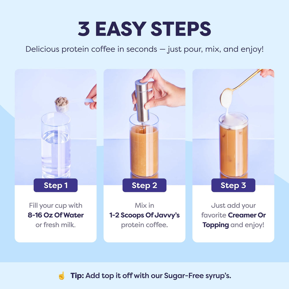 80 mg caffeine badge on Javvy French Vanilla label