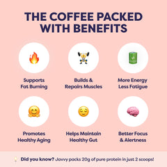 Pouring Javvy Hazelnut Protein Iced Coffee to reveal creamy texture.