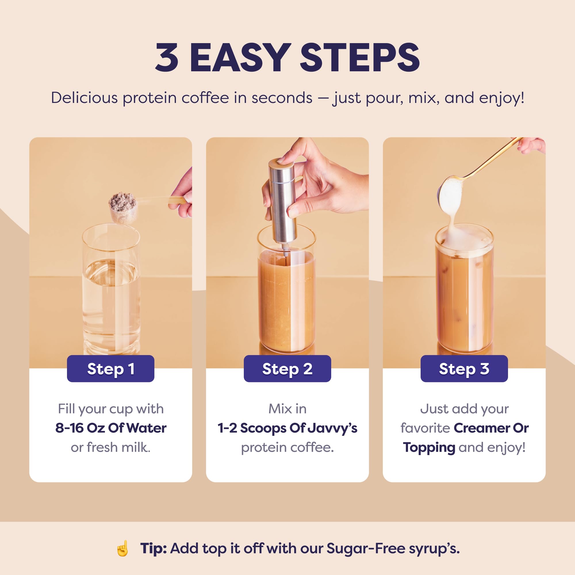 Javvy Mocha Protein Iced Coffee cold brew visual on a dark surface