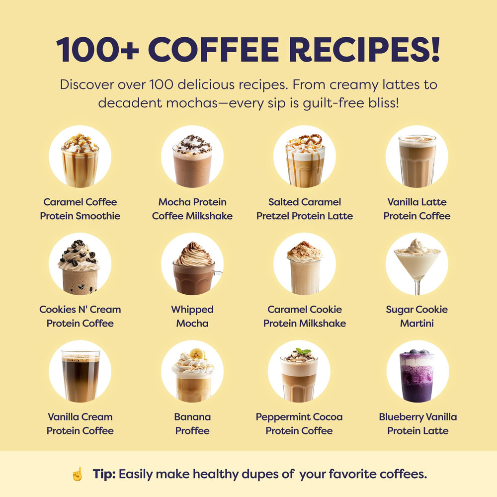 Glass of Javvy Original Protein Iced Coffee with ice highlighting creamy texture.