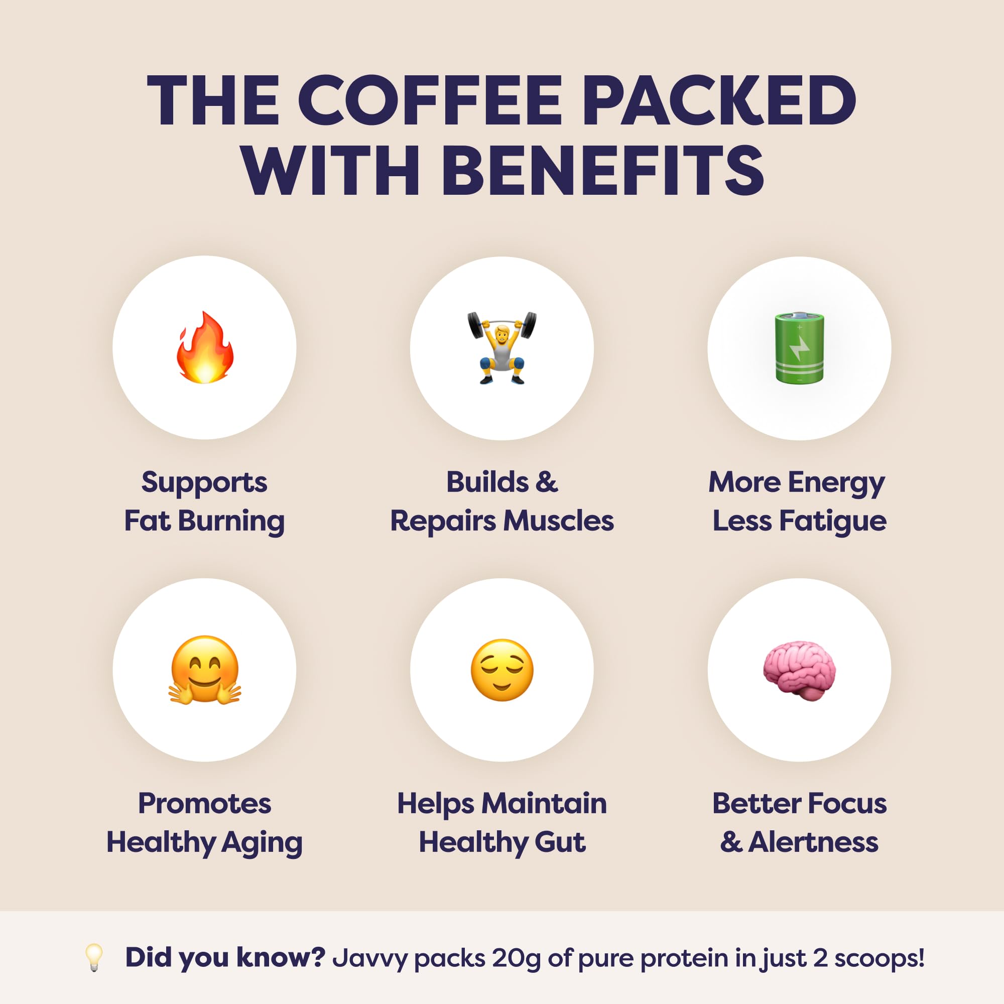 Javvy single-serve protein coffee packet ready to mix for a quick beverage.