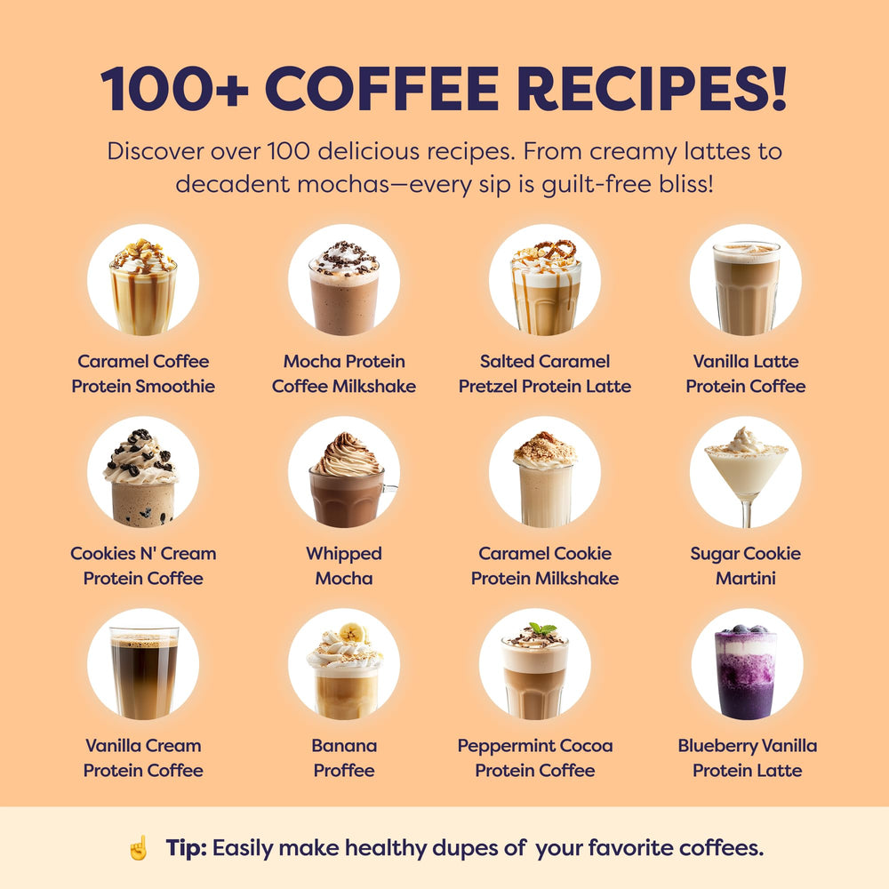 Javvy Protein Coffee scoop showing convenient single-serve use.