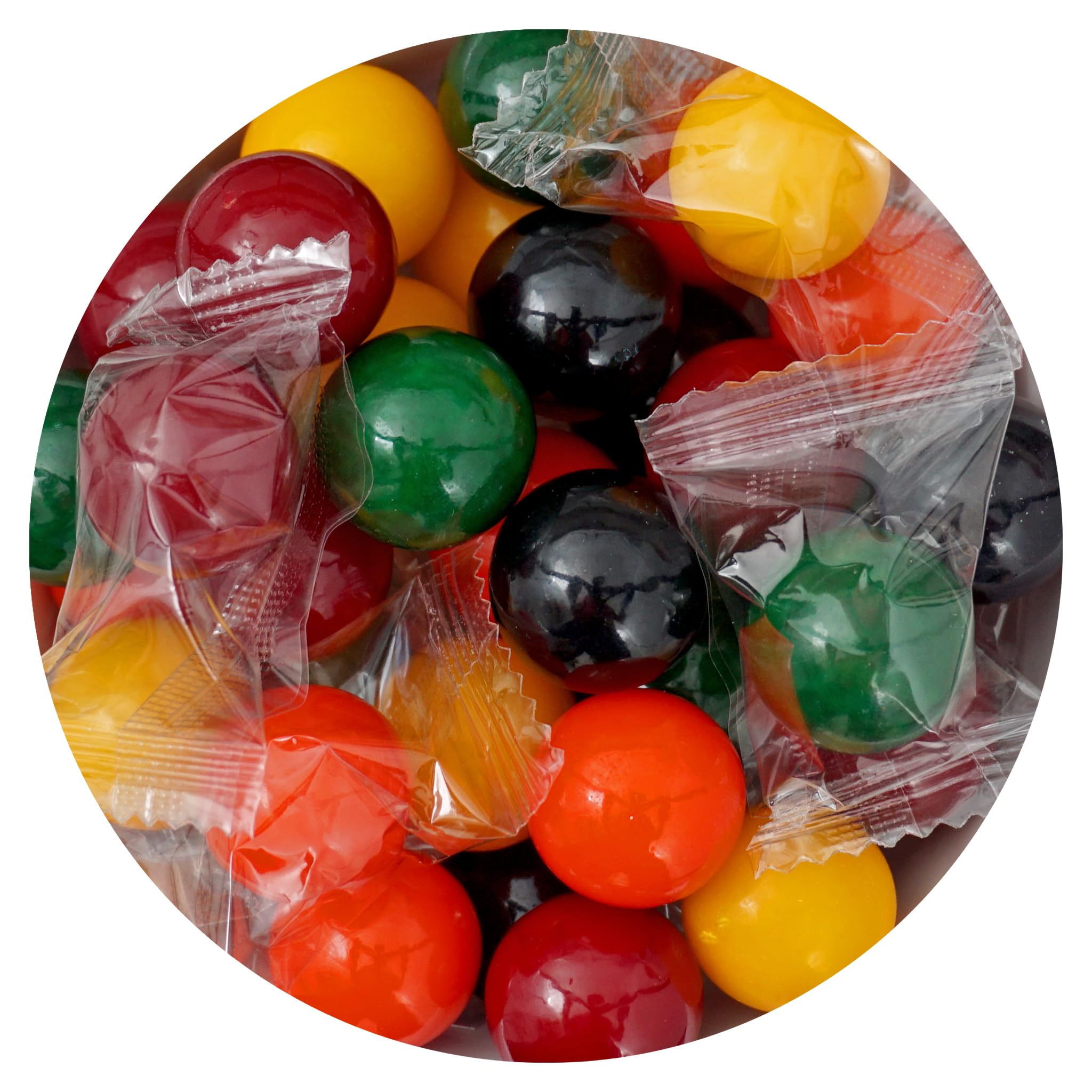 Individually wrapped jawbreakers keep snacking tidy while on the go.