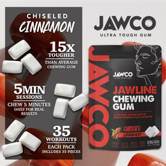 JAWCO gum piece closeup emphasizes texture designed for strong jaw engagement.
