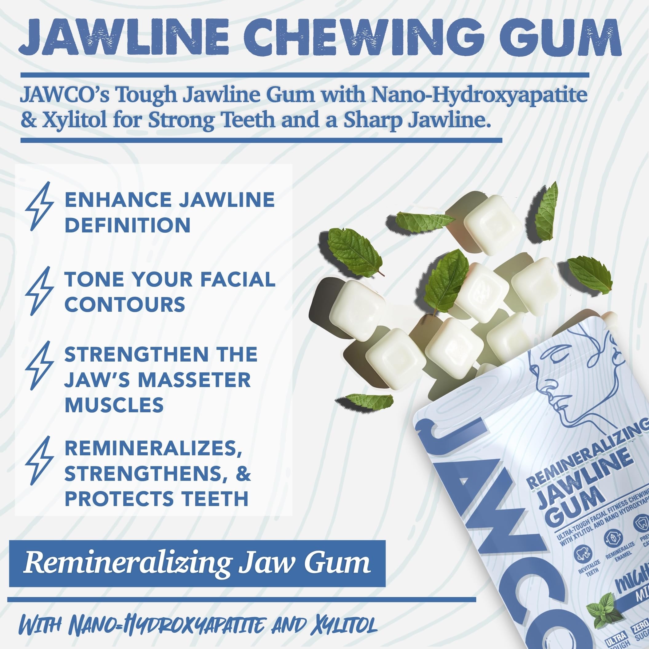 JAWCO masseter-workout chewing action strengthens jaw muscle engagement.