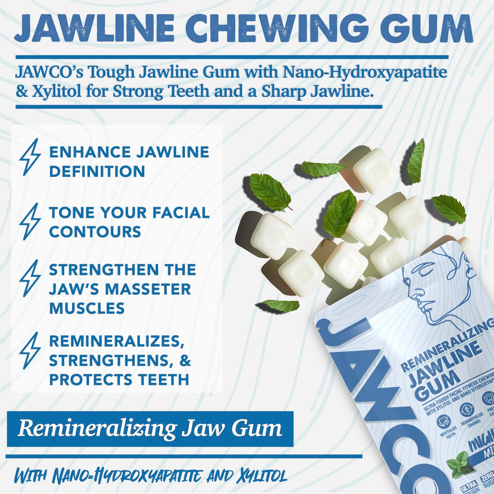 JAWCO masseter-workout chewing action strengthens jaw muscle engagement.