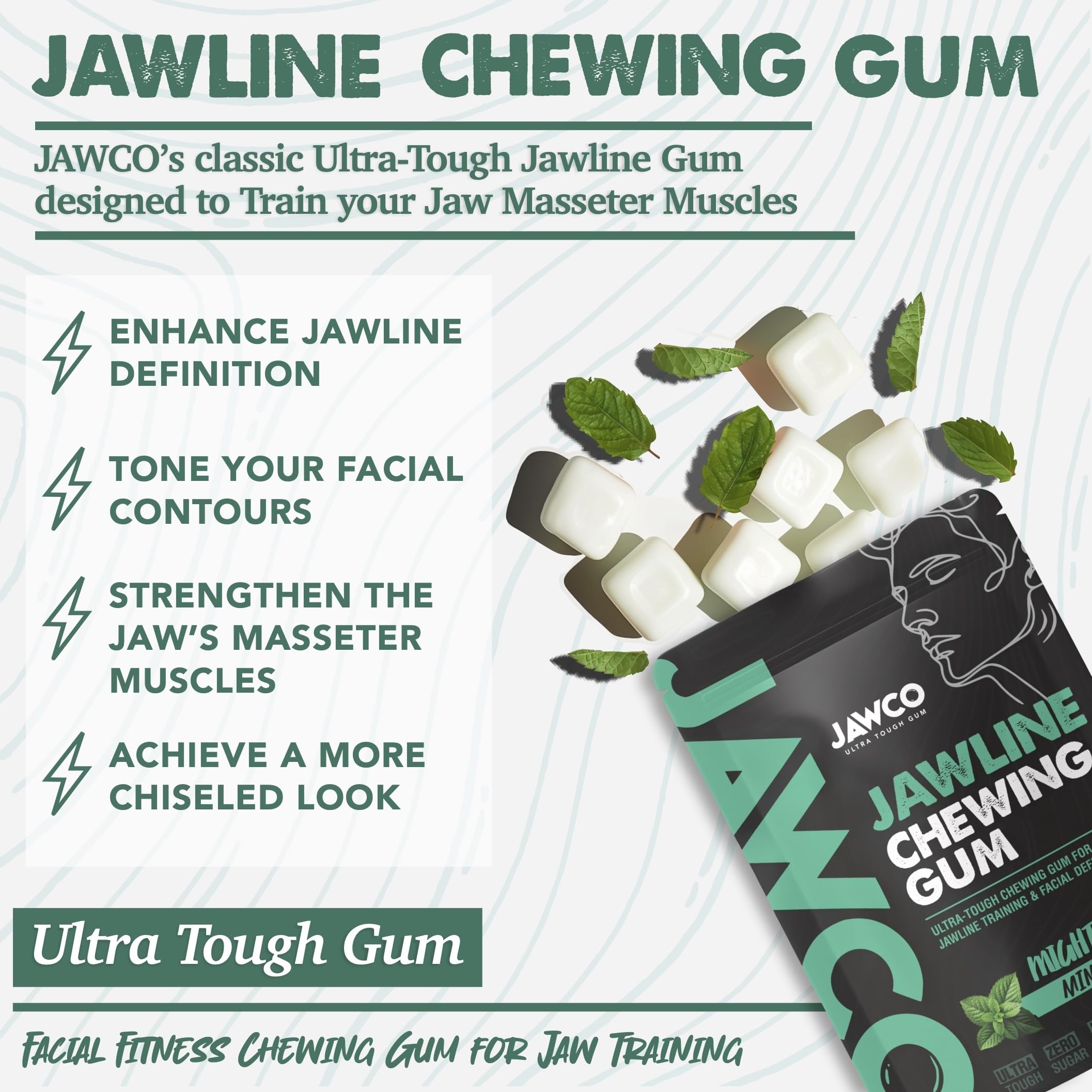 JAWCO mint flavor close-up invites a refreshing, long-lasting chew.