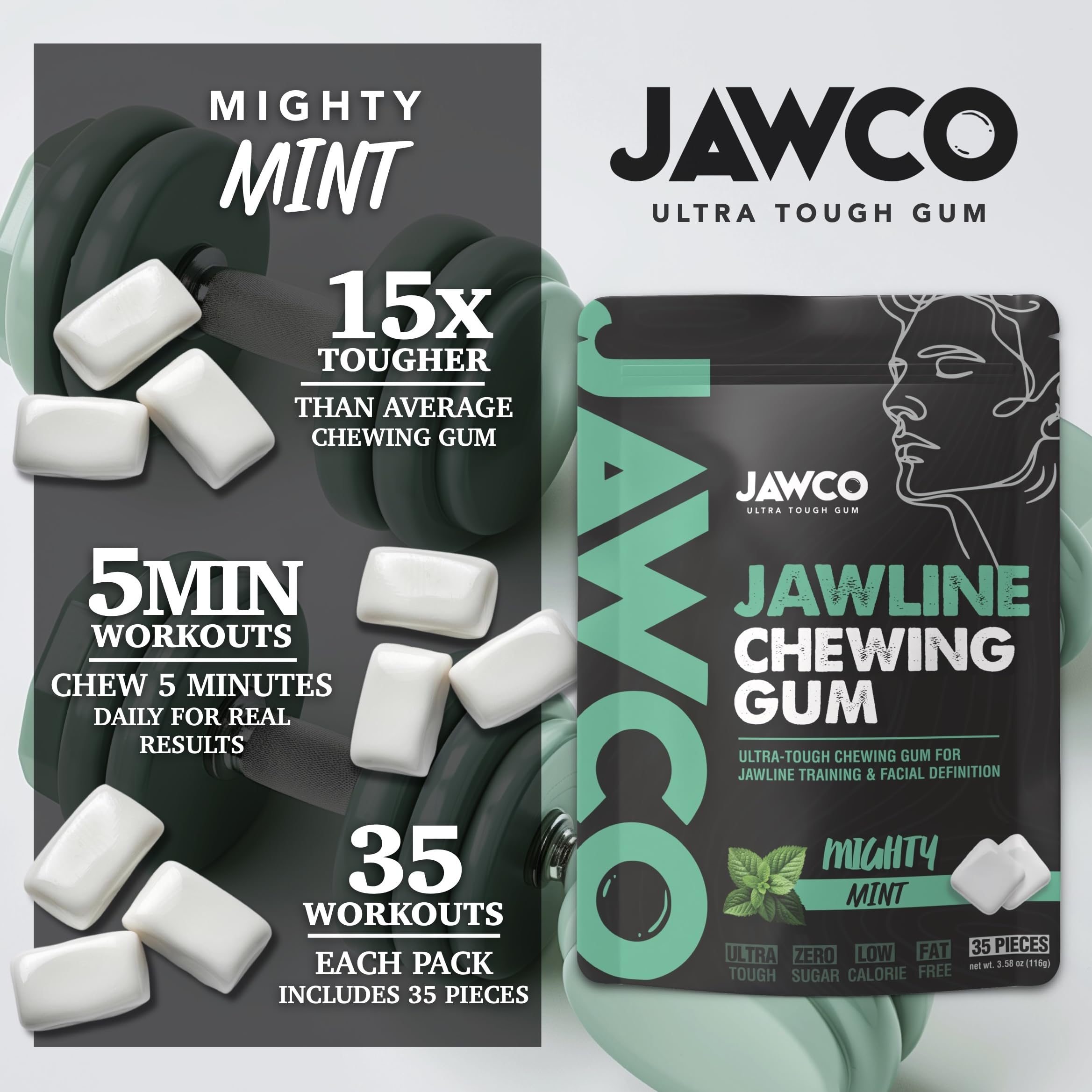 JAWCO natural mastication design in use highlights engaging jaw muscles during chewing