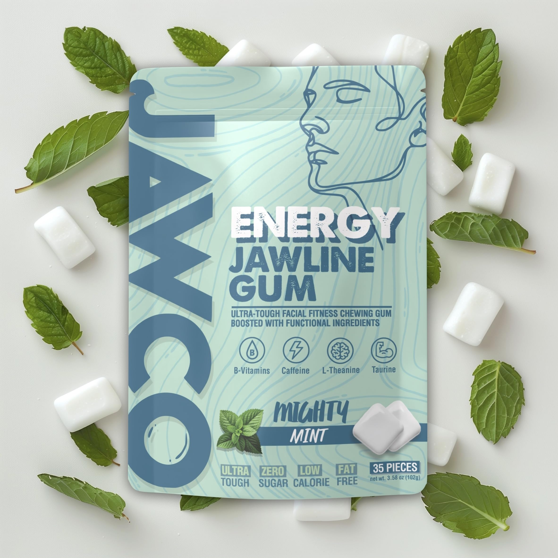 JAWCO energy mint flavor shot captures refreshing bite for quick recharge.