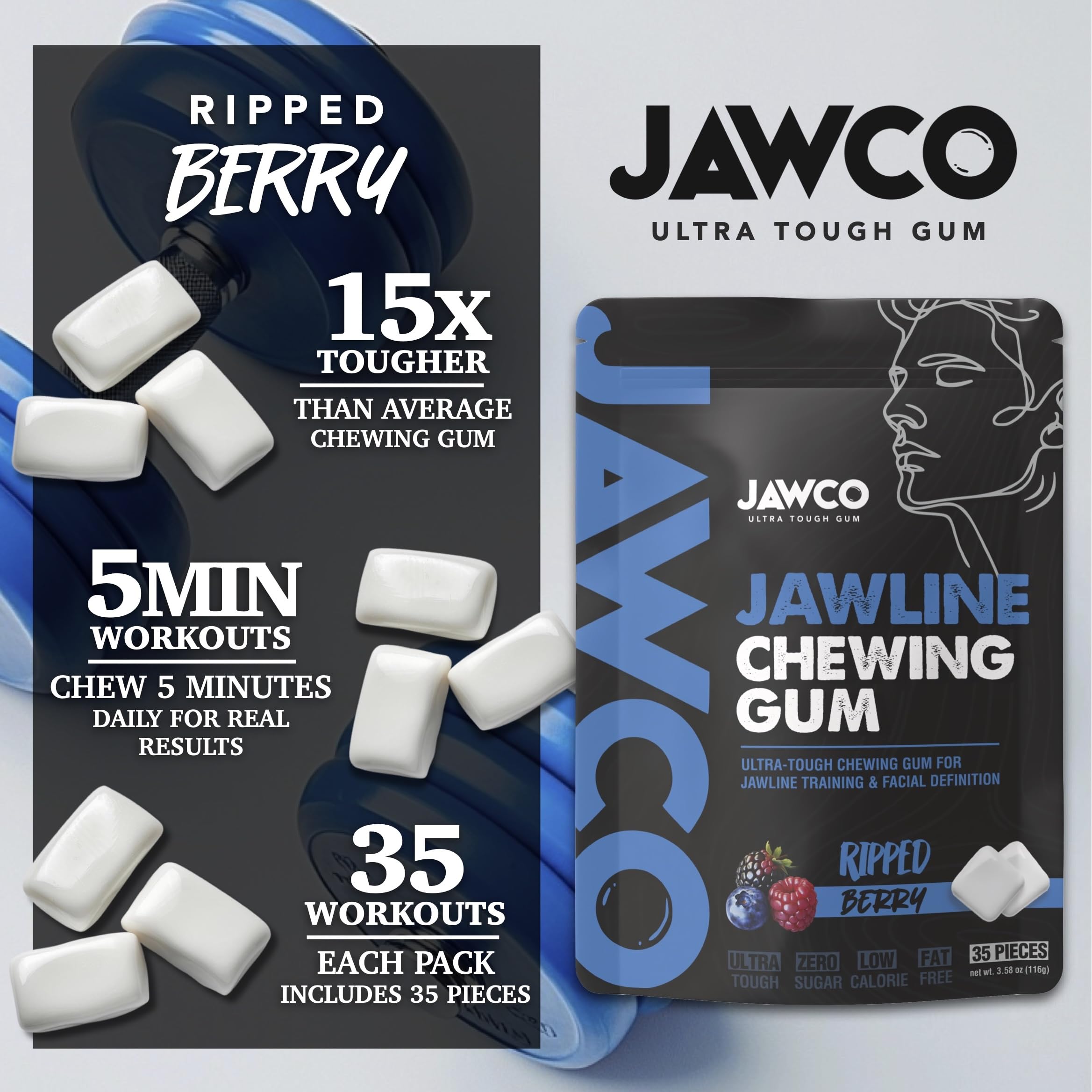 JAWCO resistance-chew design highlights natural chewing pattern and jaw muscle engagement.