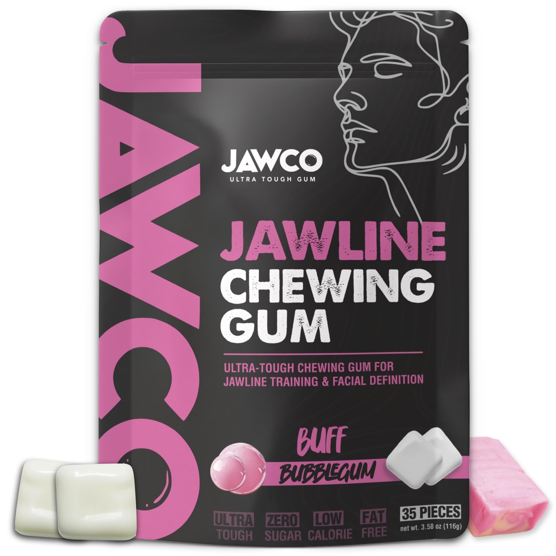 JAWCO Ultra-tough Jawline Gum Pack for defined jawline via durable chew.