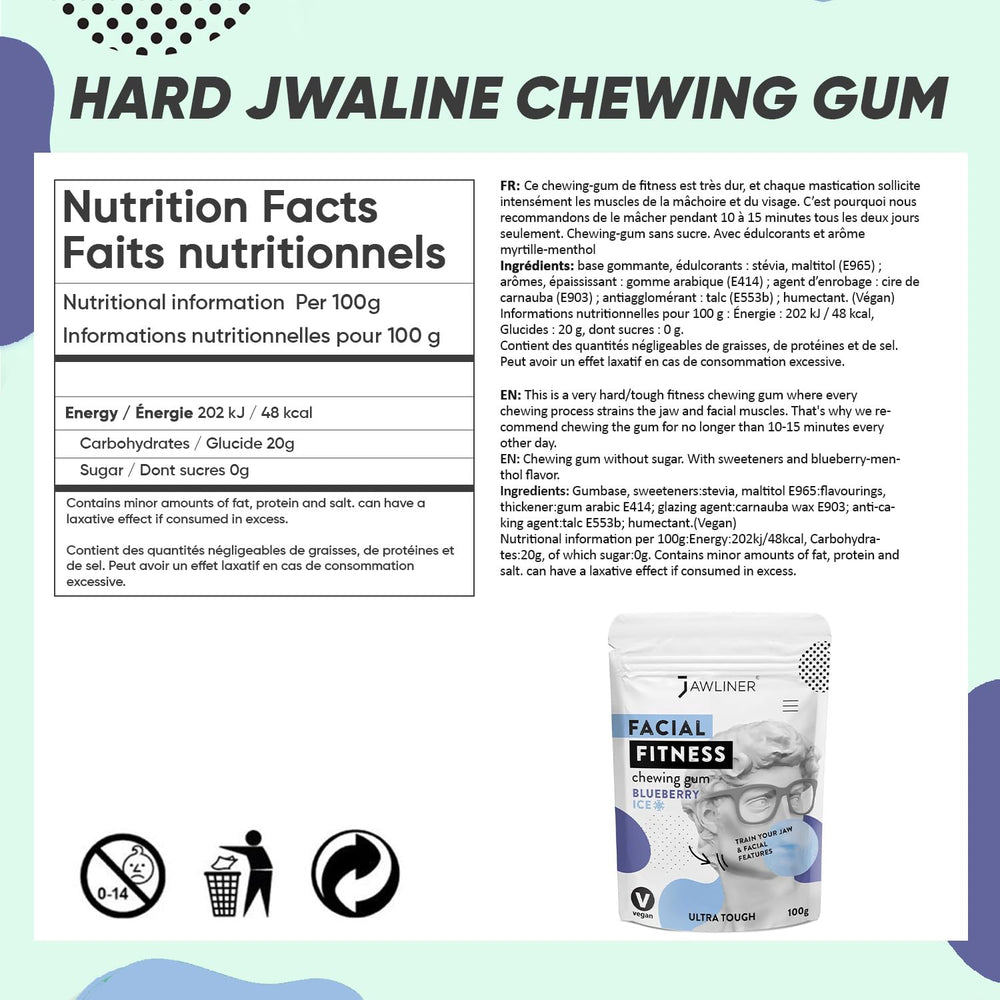 Jawliner blueberry flavor close-up highlighting sugar-free gum